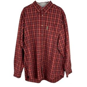Men’s Columbia Plaid Shirt Size 2XT Red Rust Button Down Long Sleeves